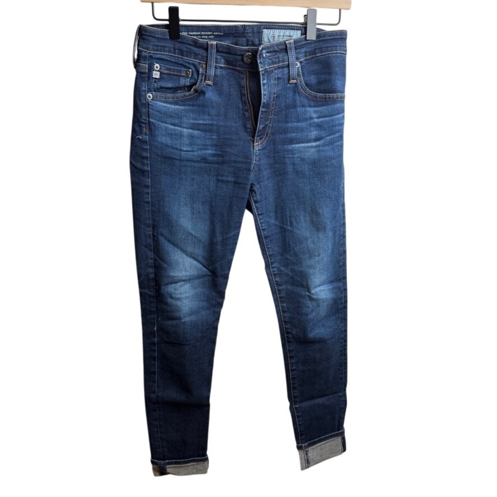 AG Farrah Skinny Ankle Jeans 26 Blue High Rise Adriano Goldschmied Denim Luxury